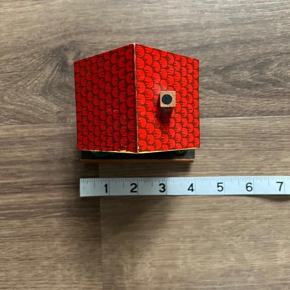 Vintage Little Red Riding Hood Wood House Bank Coin Cottage- Germany circa 1940